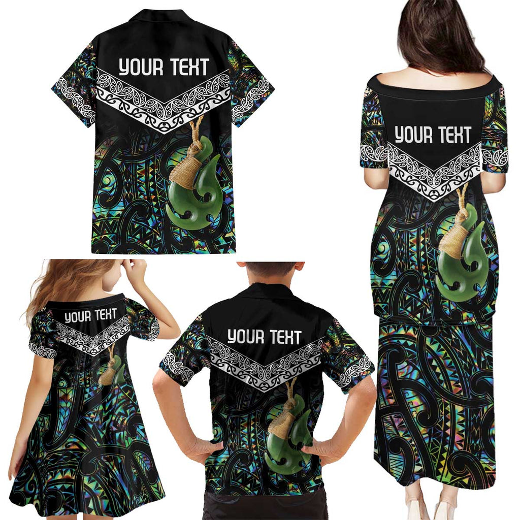 Personalised Maori Manaia Family Matching Puletasi and Hawaiian Shirt New Zealand Tribal Hei Matau Papua Shell
