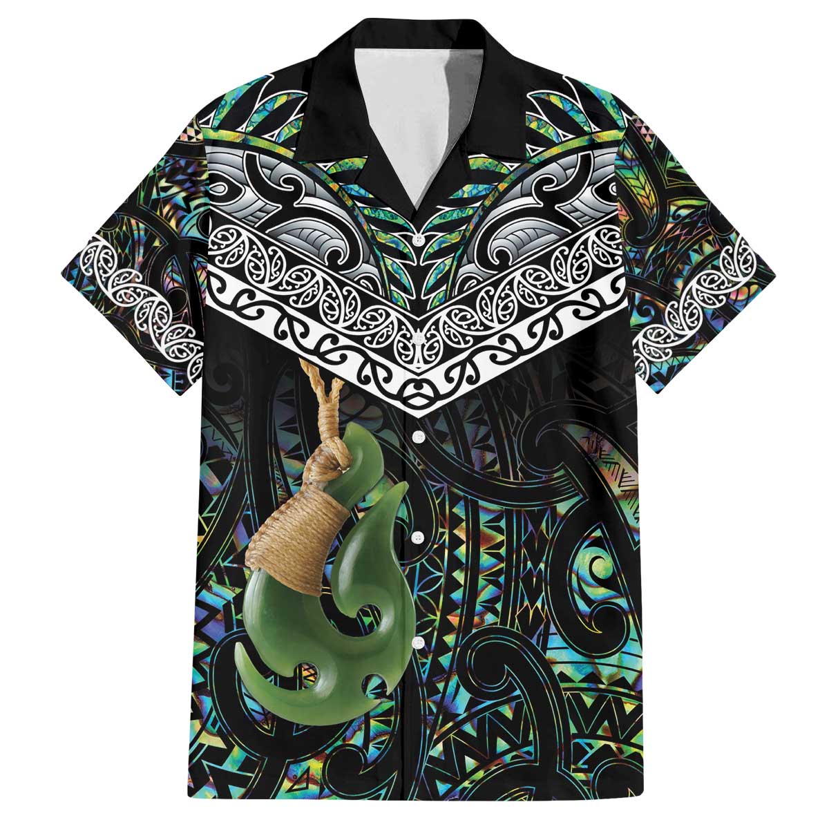 Personalised Maori Manaia Family Matching Puletasi and Hawaiian Shirt New Zealand Tribal Hei Matau Papua Shell