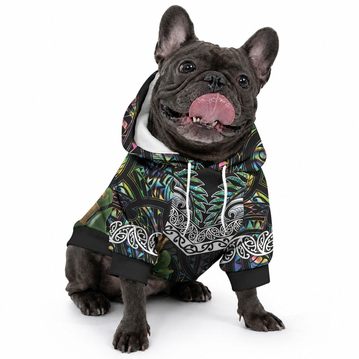 Personalised Maori Manaia Pet Hoodie New Zealand Tribal Hei Matau Papua Shell