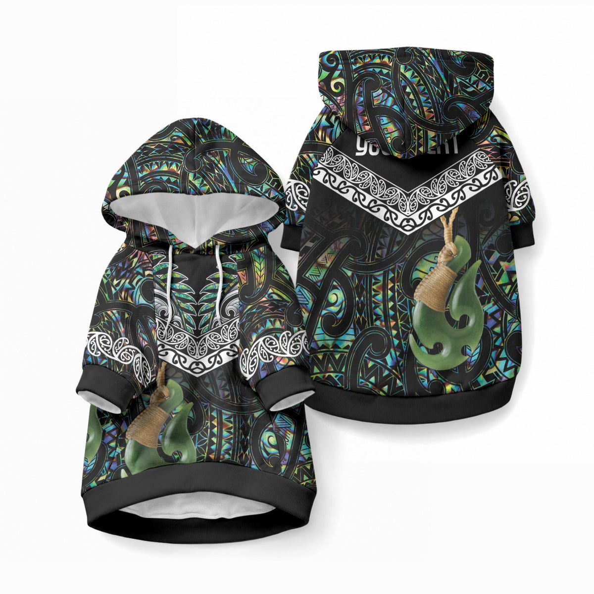 Personalised Maori Manaia Pet Hoodie New Zealand Tribal Hei Matau Papua Shell