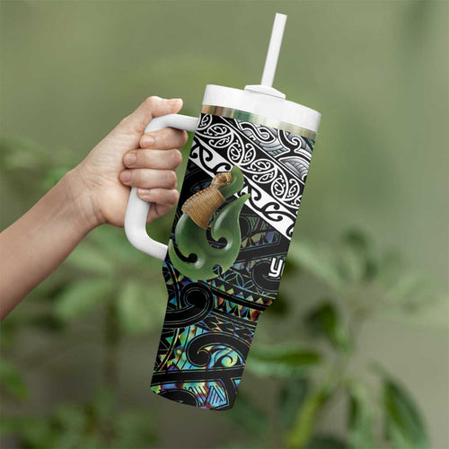 Personalised Maori Manaia Tumbler With Handle New Zealand Tribal Hei Matau Papua Shell