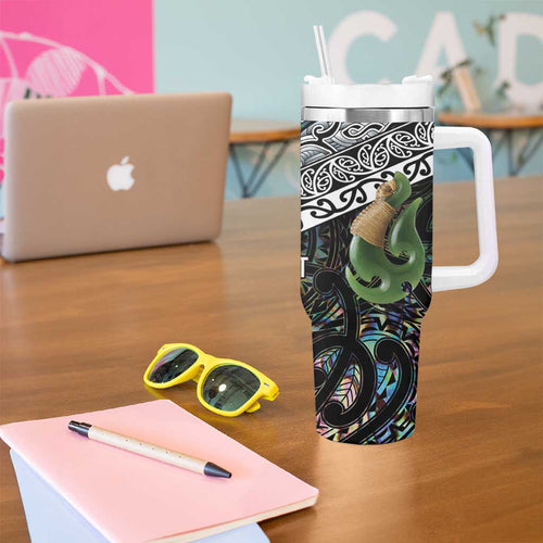 Personalised Maori Manaia Tumbler With Handle New Zealand Tribal Hei Matau Papua Shell