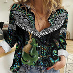 Personalised Maori Manaia Women Casual Shirt New Zealand Tribal Hei Matau Papua Shell