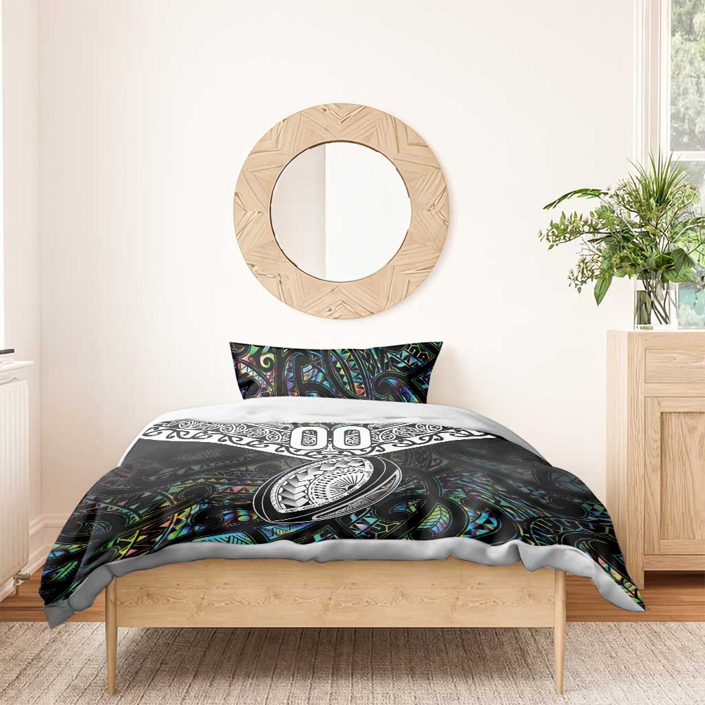 Custom New Zealand Bedding Set Maori Rugby Tattoo Papua Shell