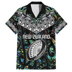 Custom New Zealand Family Matching Off Shoulder Short Dress and Hawaiian Shirt Maori Rugby Tattoo Papua Shell