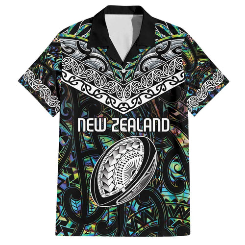 Custom New Zealand Family Matching Off Shoulder Short Dress and Hawaiian Shirt Maori Rugby Tattoo Papua Shell