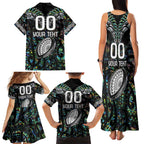 Custom New Zealand Family Matching Tank Maxi Dress and Hawaiian Shirt Maori Rugby Tattoo Papua Shell
