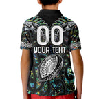 Custom New Zealand Kid Polo Shirt Maori Rugby Tattoo Papua Shell