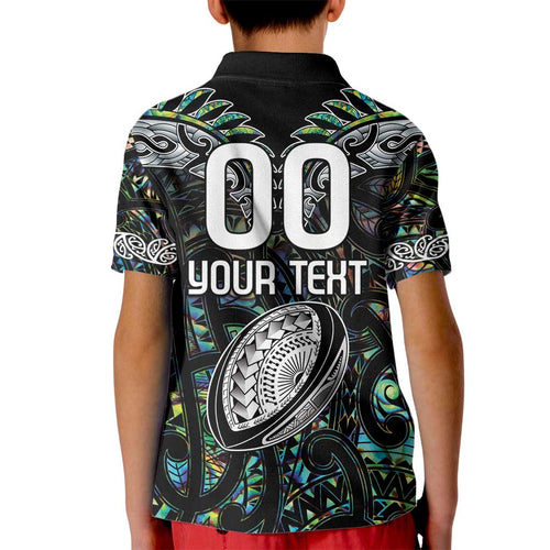 Custom New Zealand Kid Polo Shirt Maori Rugby Tattoo Papua Shell