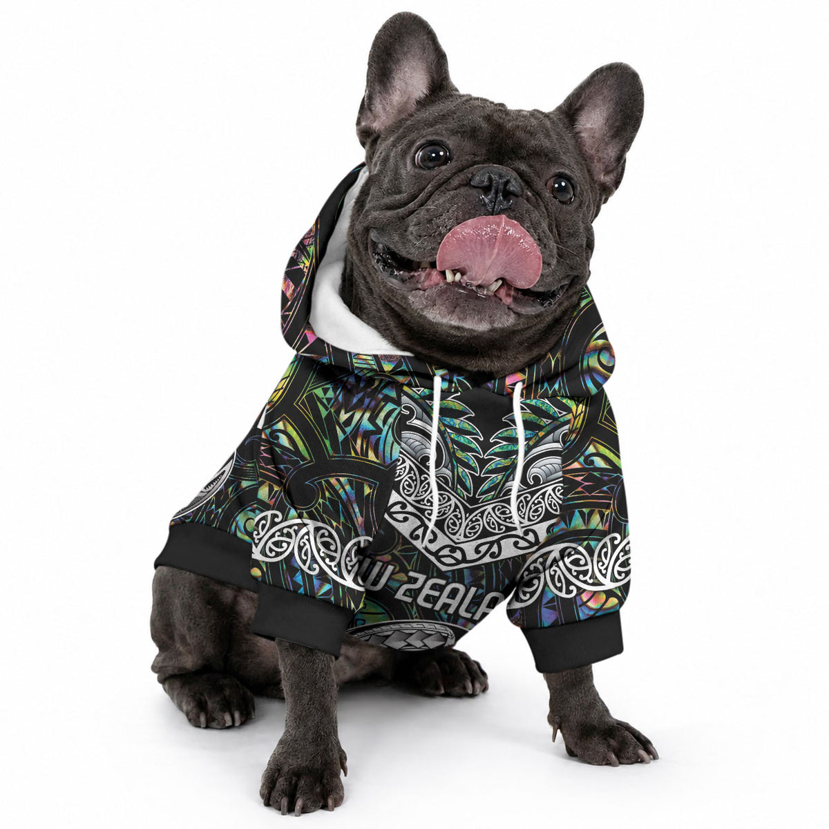 Custom New Zealand Pet Hoodie Maori Rugby Tattoo Papua Shell