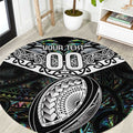 Custom New Zealand Round Carpet Maori Rugby Tattoo Papua Shell