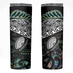 Custom New Zealand Skinny Tumbler Maori Rugby Tattoo Papua Shell