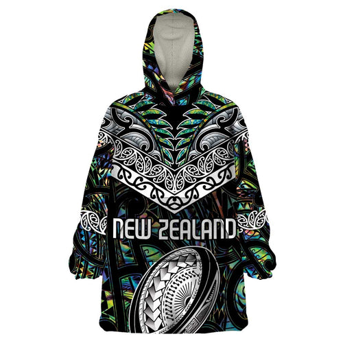 Custom New Zealand Wearable Blanket Hoodie Maori Rugby Tattoo Papua Shell