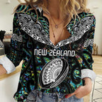 Custom New Zealand Women Casual Shirt Maori Rugby Tattoo Papua Shell