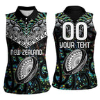 Custom New Zealand Women Sleeveless Polo Shirt Maori Rugby Tattoo Papua Shell