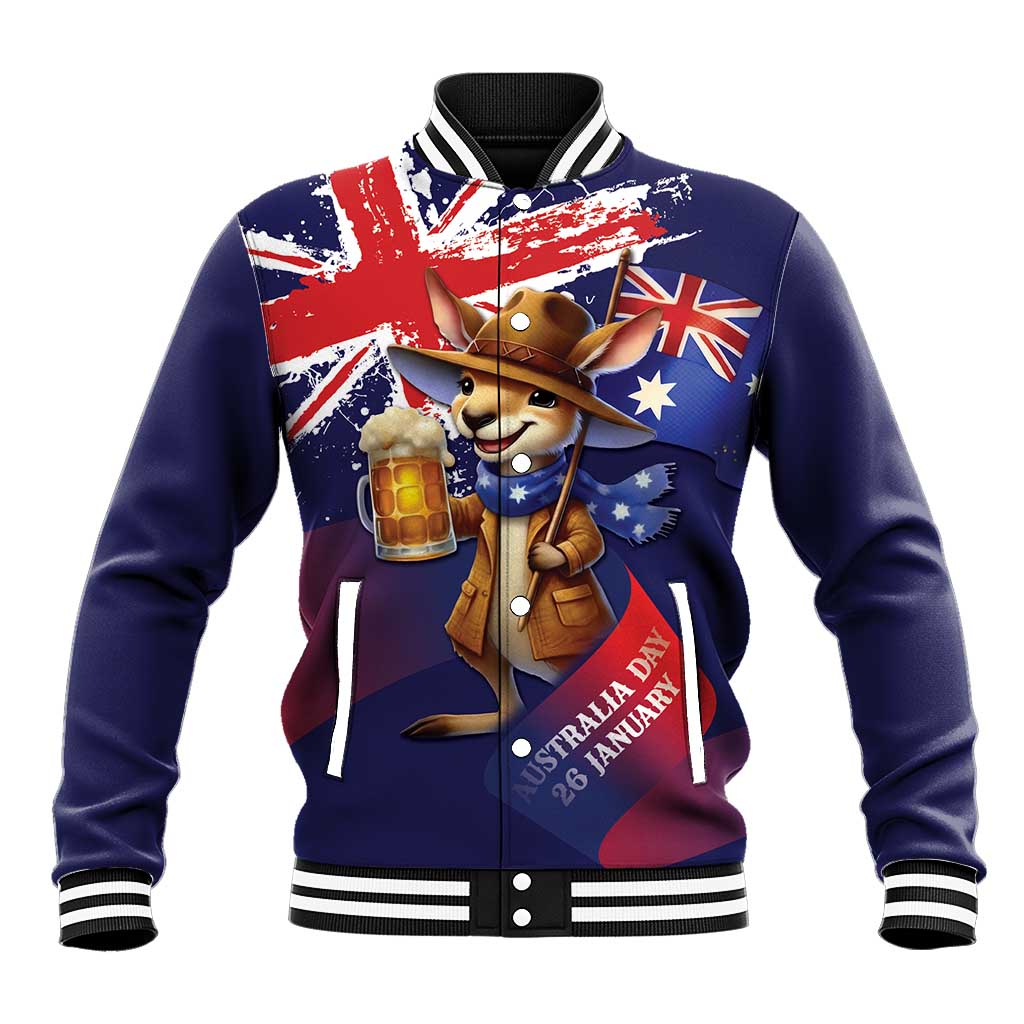 Australia Day Kangaroo Flag Baseball Jacket Aussie Aussie Aussie Oi Oi Oi - Aussie Hoodie