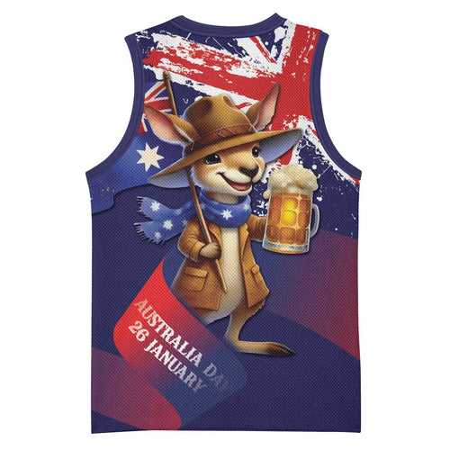 Australia Day Kangaroo Flag Basketball Jersey Aussie Aussie Aussie Oi Oi Oi - Aussie Hoodie