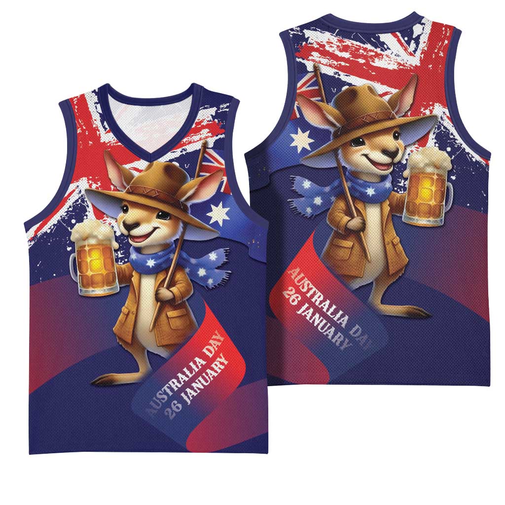 Australia Day Kangaroo Flag Basketball Jersey Aussie Aussie Aussie Oi Oi Oi - Aussie Hoodie