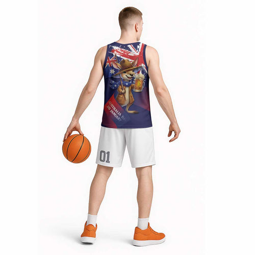 Australia Day Kangaroo Flag Basketball Jersey Aussie Aussie Aussie Oi Oi Oi - Aussie Hoodie