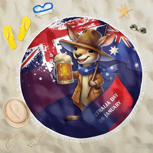 Australia Day Kangaroo Flag Beach Blanket Aussie Aussie Aussie Oi Oi Oi - Aussie Hoodie