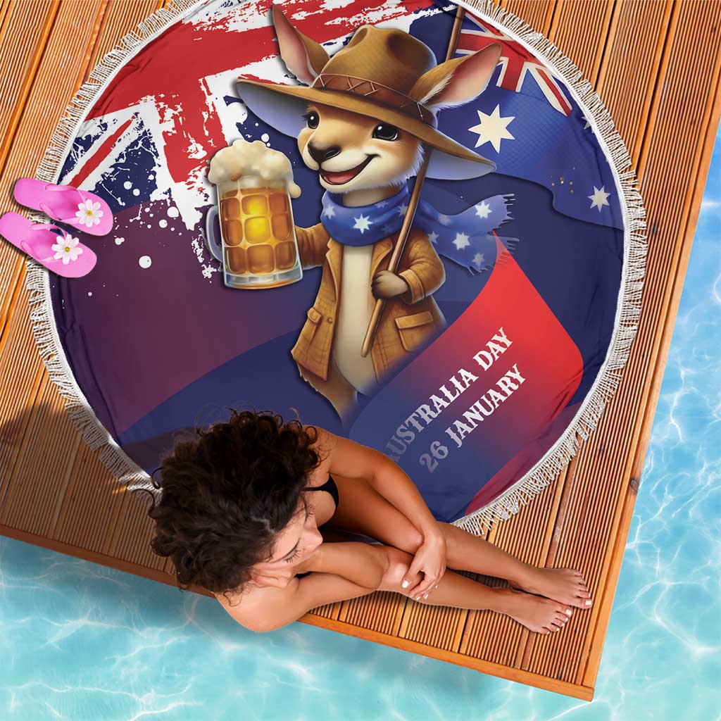 Australia Day Kangaroo Flag Beach Blanket Aussie Aussie Aussie Oi Oi Oi - Aussie Hoodie