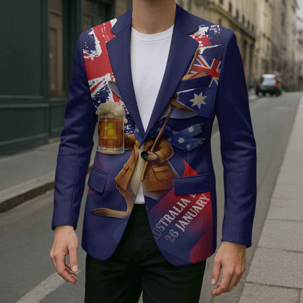 Australia Day Kangaroo Flag Blazer Aussie Aussie Aussie Oi Oi Oi - Aussie Hoodie