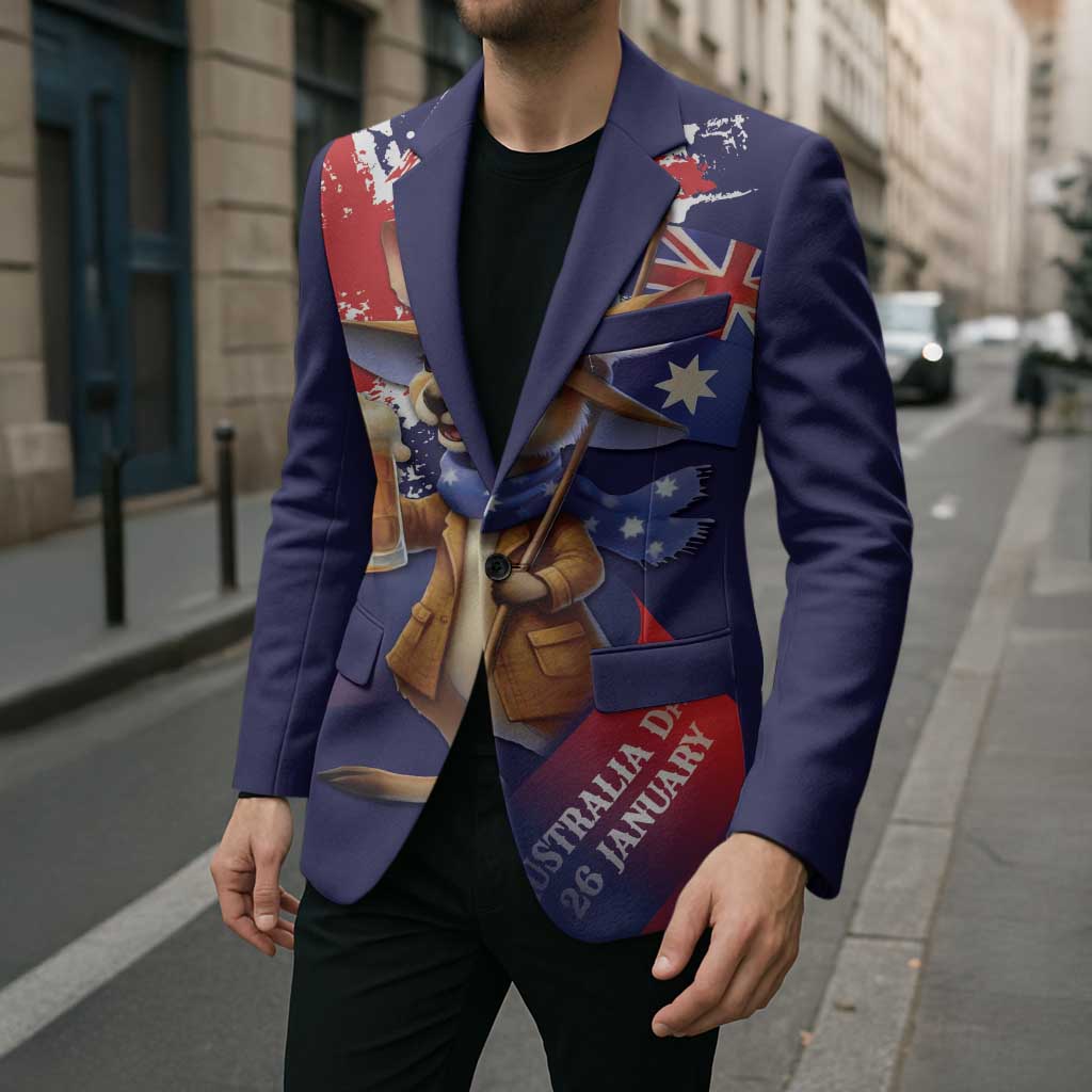 Australia Day Kangaroo Flag Blazer Aussie Aussie Aussie Oi Oi Oi - Aussie Hoodie