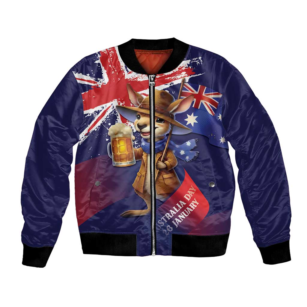 Australia Day Kangaroo Flag Bomber Jacket Aussie Aussie Aussie Oi Oi Oi - Aussie Hoodie