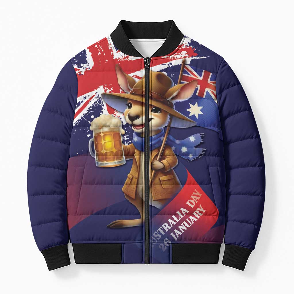 Australia Day Kangaroo Flag Bomber Puffer Jacket Aussie Aussie Aussie Oi Oi Oi - Aussie Hoodie