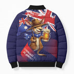 Australia Day Kangaroo Flag Bomber Puffer Jacket Aussie Aussie Aussie Oi Oi Oi - Aussie Hoodie