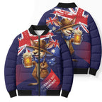 Australia Day Kangaroo Flag Bomber Puffer Jacket Aussie Aussie Aussie Oi Oi Oi - Aussie Hoodie