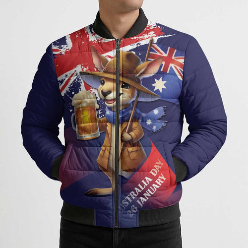 Australia Day Kangaroo Flag Bomber Puffer Jacket Aussie Aussie Aussie Oi Oi Oi - Aussie Hoodie