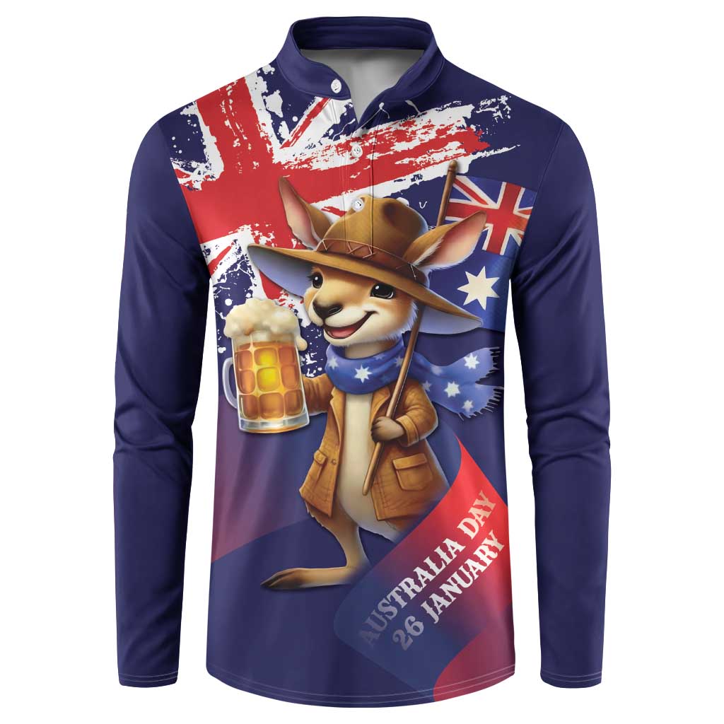 Australia Day Kangaroo Flag Button Sweatshirt Aussie Aussie Aussie Oi Oi Oi - Aussie Hoodie