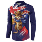 Australia Day Kangaroo Flag Button Sweatshirt Aussie Aussie Aussie Oi Oi Oi - Aussie Hoodie
