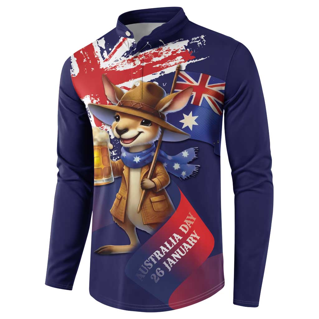 Australia Day Kangaroo Flag Button Sweatshirt Aussie Aussie Aussie Oi Oi Oi - Aussie Hoodie
