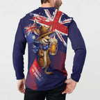 Australia Day Kangaroo Flag Button Sweatshirt Aussie Aussie Aussie Oi Oi Oi - Aussie Hoodie
