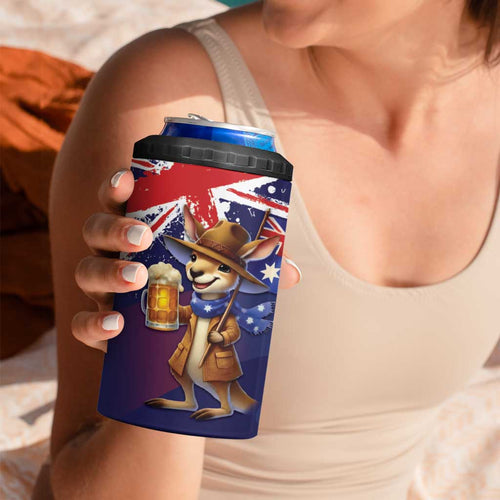 Australia Day Kangaroo Flag 4 in 1 Can Cooler Tumbler Aussie Aussie Aussie Oi Oi Oi - Aussie Hoodie