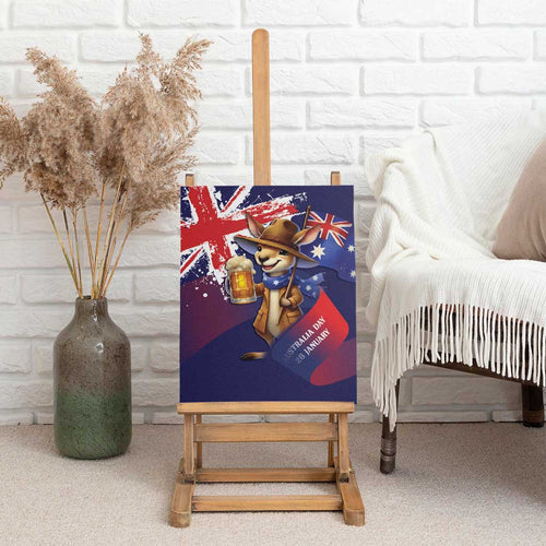 Australia Day Kangaroo Flag Canvas Wall Art Aussie Aussie Aussie Oi Oi Oi - Aussie Hoodie