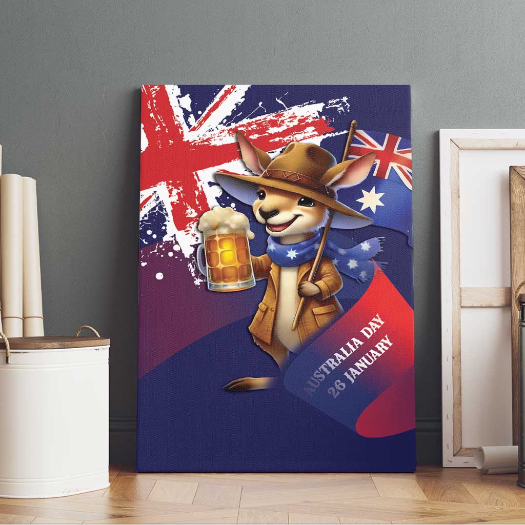 Australia Day Kangaroo Flag Canvas Wall Art Aussie Aussie Aussie Oi Oi Oi - Aussie Hoodie