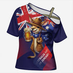 Australia Day Kangaroo Flag Cross Shoulder Shirt Aussie Aussie Aussie Oi Oi Oi - Aussie Hoodie