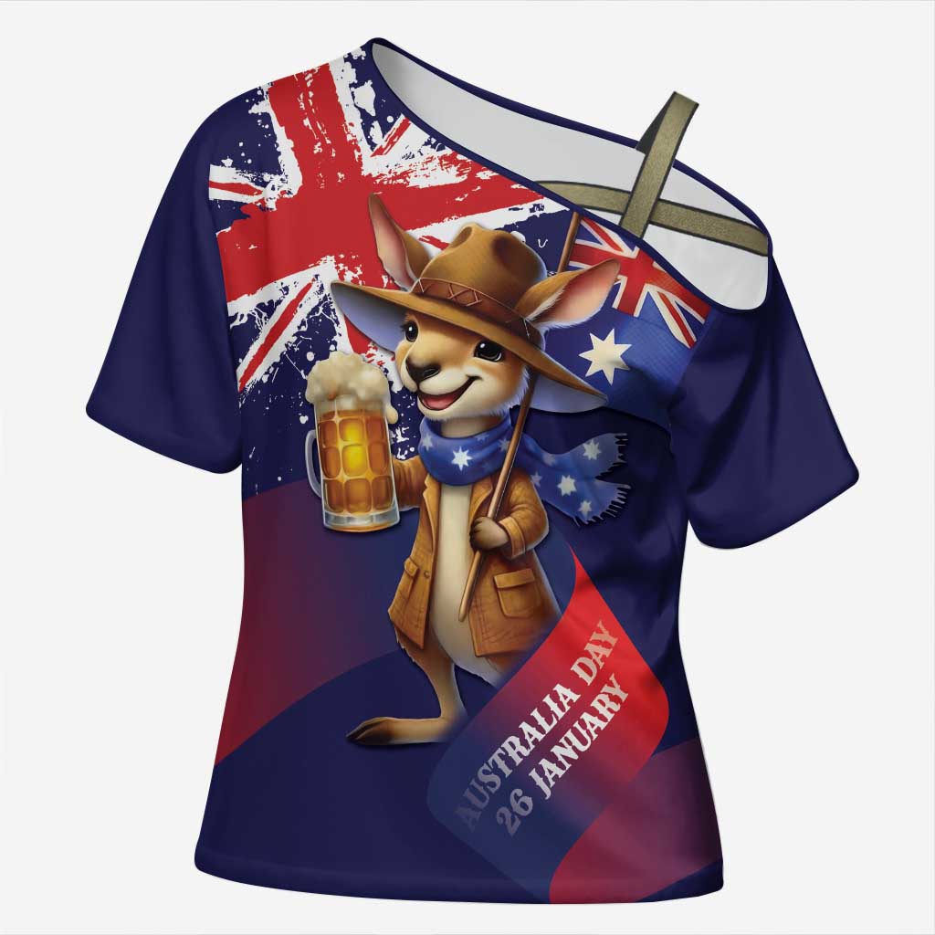Australia Day Kangaroo Flag Cross Shoulder Shirt Aussie Aussie Aussie Oi Oi Oi - Aussie Hoodie
