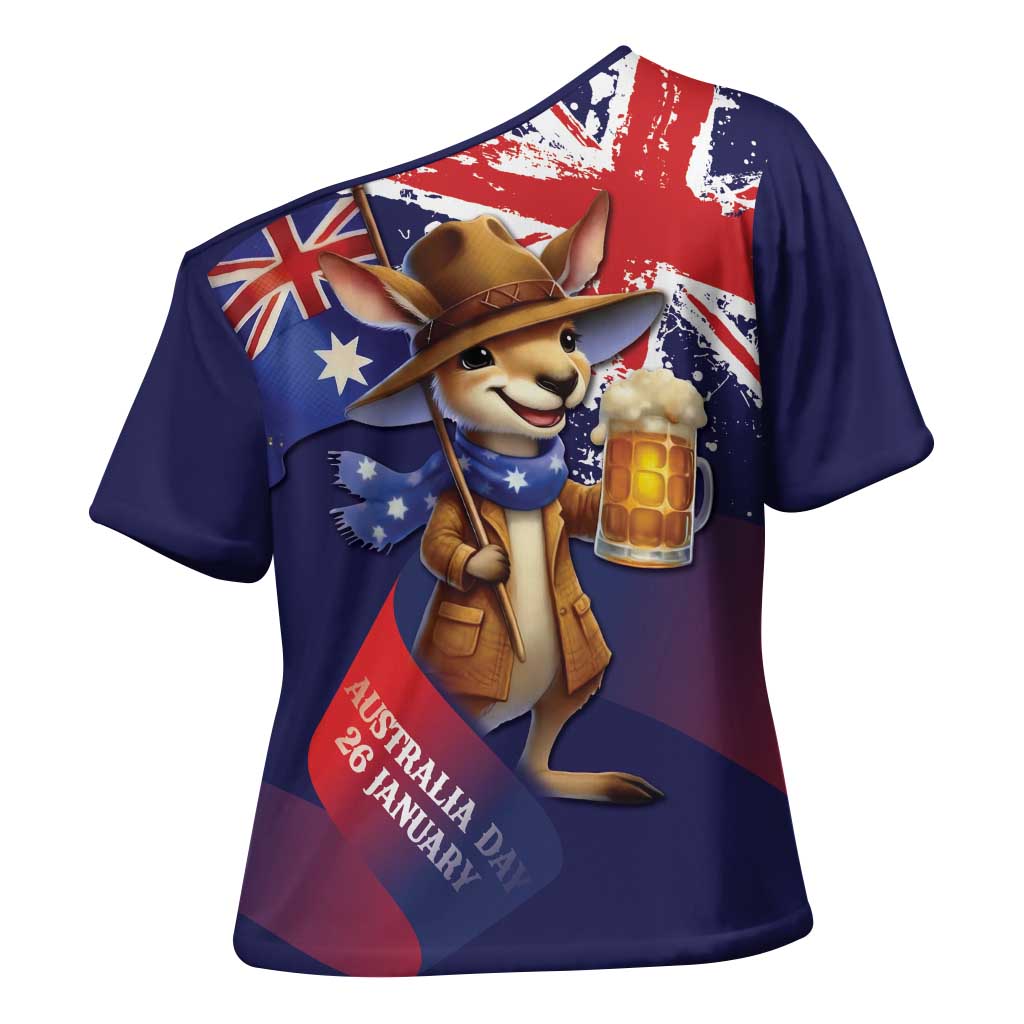 Australia Day Kangaroo Flag Cross Shoulder Shirt Aussie Aussie Aussie Oi Oi Oi - Aussie Hoodie