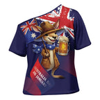 Australia Day Kangaroo Flag Cross Shoulder Shirt Aussie Aussie Aussie Oi Oi Oi - Aussie Hoodie