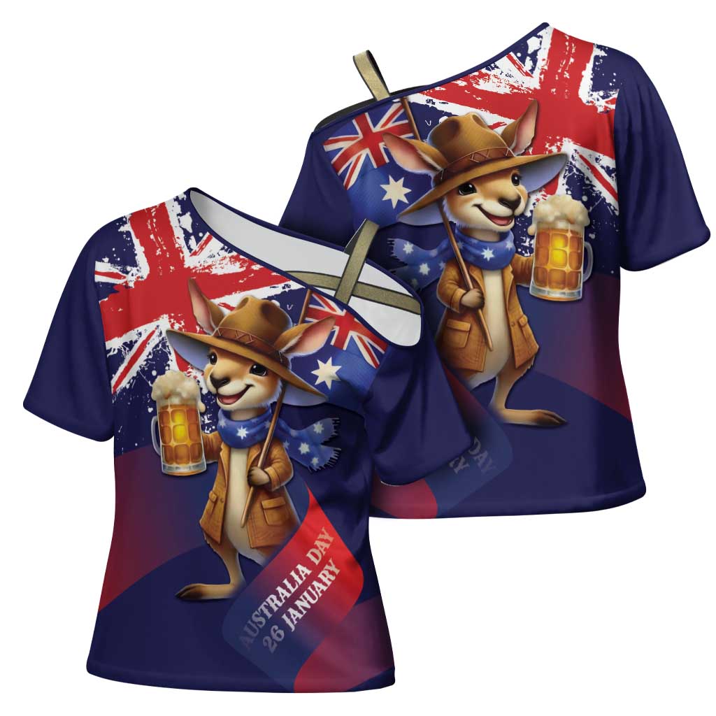 Australia Day Kangaroo Flag Cross Shoulder Shirt Aussie Aussie Aussie Oi Oi Oi - Aussie Hoodie