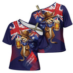 Australia Day Kangaroo Flag Cross Shoulder Shirt Aussie Aussie Aussie Oi Oi Oi - Aussie Hoodie