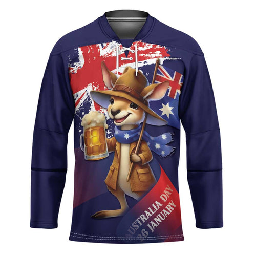 Australia Day Kangaroo Flag Hockey Jersey Aussie Aussie Aussie Oi Oi Oi - Aussie Hoodie
