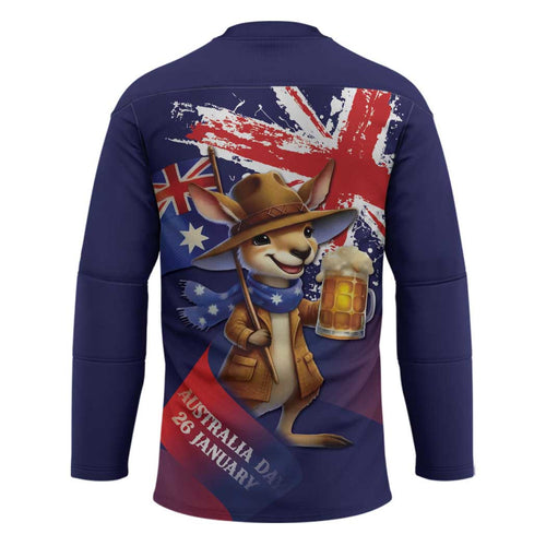 Australia Day Kangaroo Flag Hockey Jersey Aussie Aussie Aussie Oi Oi Oi - Aussie Hoodie