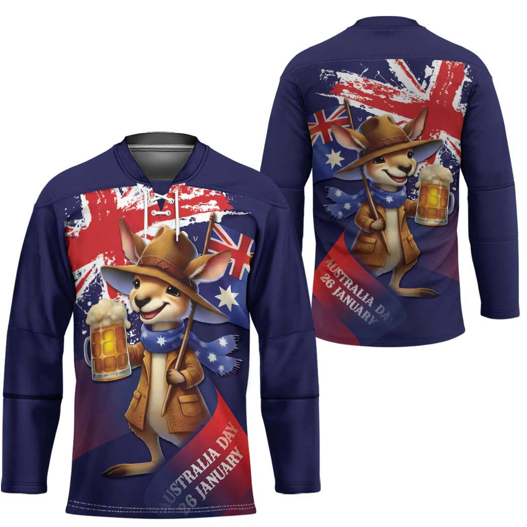 Australia Day Kangaroo Flag Hockey Jersey Aussie Aussie Aussie Oi Oi Oi - Aussie Hoodie