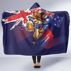 Australia Day Kangaroo Flag Hooded Blanket Aussie Aussie Aussie Oi Oi Oi - Aussie Hoodie
