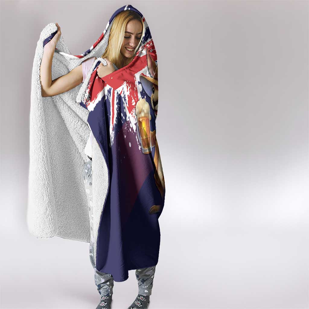 Australia Day Kangaroo Flag Hooded Blanket Aussie Aussie Aussie Oi Oi Oi - Aussie Hoodie